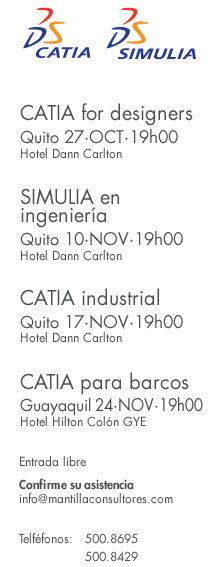 CATIA for designers<br />Quito 27·OCT·19h00<br />Hotel Dann Carlton